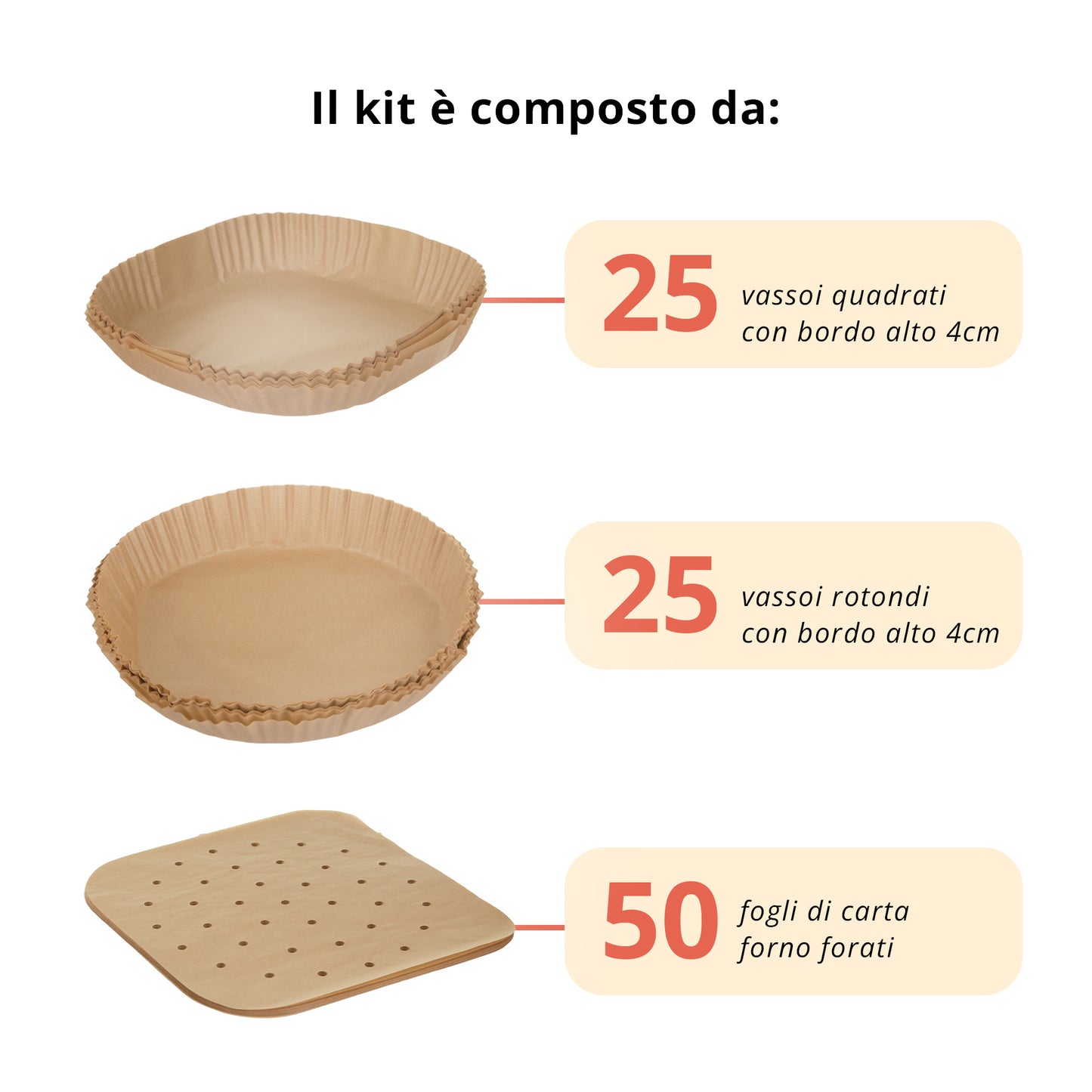 Kit 100 Carta Forno Friggitrice ad Aria