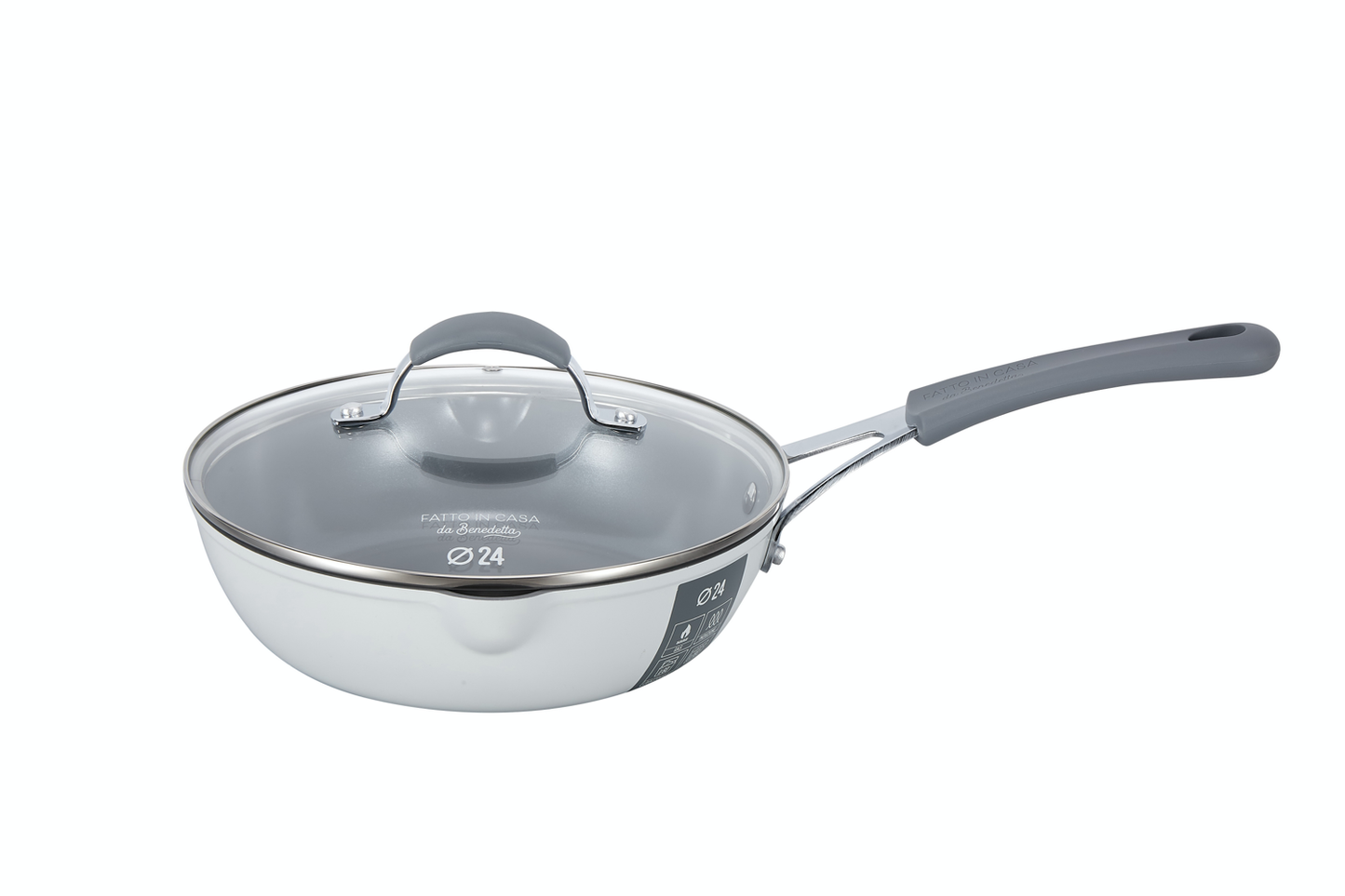 Padella alta 24 cm con coperchio