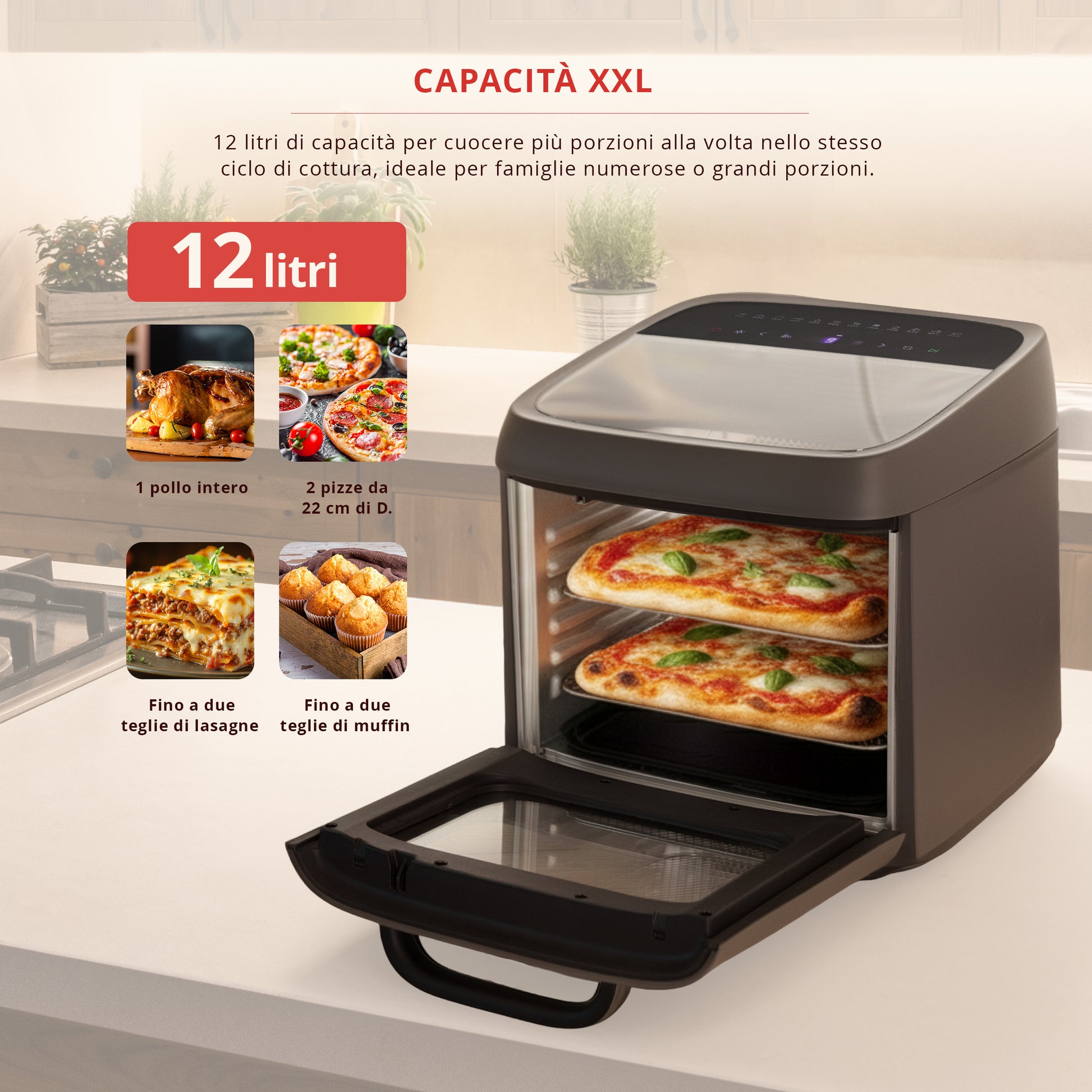Friggrice ad aria calda iceagle 23L Doppia Zona - Friggrice ad aria XXL con porta francese | Forno friggrice ad aria calda con doppia camera, 15 programmi, 2200 W, 12 accessori, divisorio Friggrice ad aria calda iceagle 23L Doppia Zona - Friggrice ad aria XXL con porta francese | Forno friggrice ad aria calda con doppia camera, 15 programmi, 2200 W, 12 accessori, divisorio